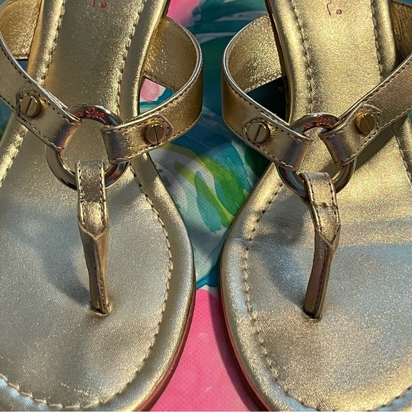 Lilly Pulitzer Gold McKim High Wedge sandals - Picture 8 of 15